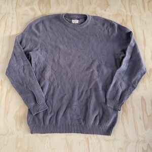 Eddie Bauer Sweater Mens 2XLT Purple Tight Knit Crewneck Cotton Pullover Casual